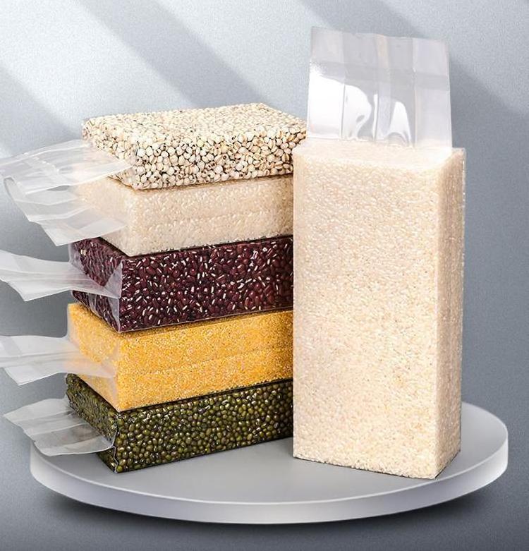 1kg 2.5kg 5 Kg 10 Kg Portable Food Grade Thick Nylon Transparent Vacuum Pouch Flat Bottom Rice Bag with Plastic Handle