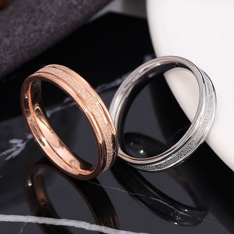 New Products Frosted Titanium Steel Jewelry Valentine's Day Couple Engagement Gold Ring