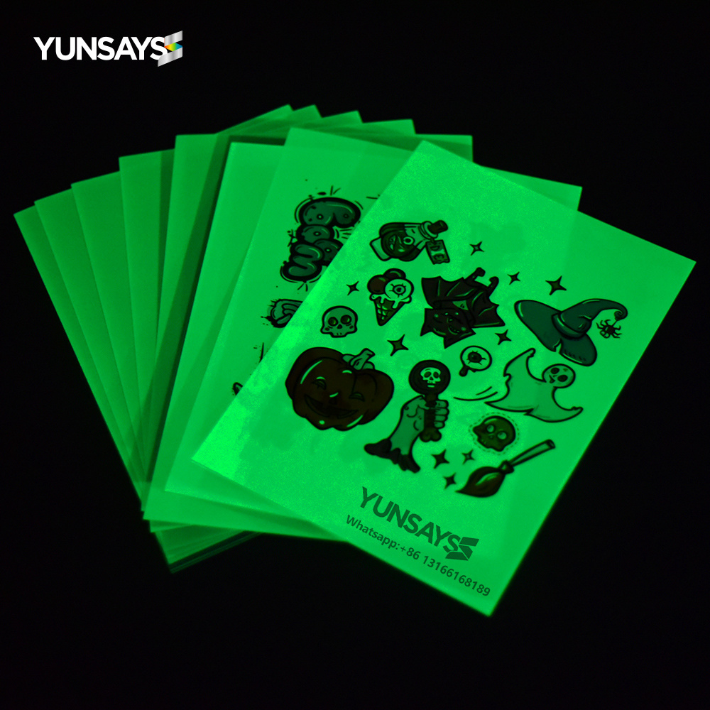 New Style Glow In the Dark Printable Inkjet Vinyl Sticker Paper A3 A4 Sheet Self-Adhesive waterproof label