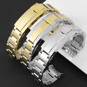 Luxury 20mm 21mm Solid Stainless Steel Curved End Link Wrist Watch Band For RLX Daytona Submarine GMT Metal Watch Strap