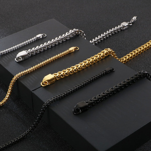 Fashion Jewelry High Polished Gold Black Plating 316L Stainless Steel Bracelet Men;s Hip Hop Miami Cuban Chain Bracelet KL-027