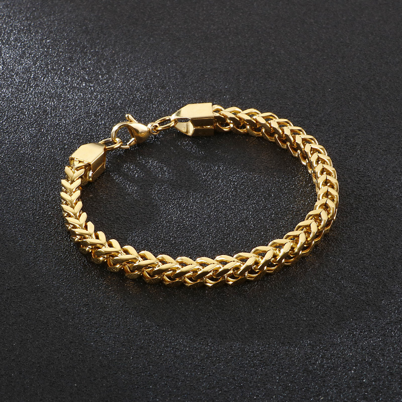 Fashion Jewelry High Polished Gold Black Plating 316L Stainless Steel Bracelet Men;s Hip Hop Miami Cuban Chain Bracelet KL-027