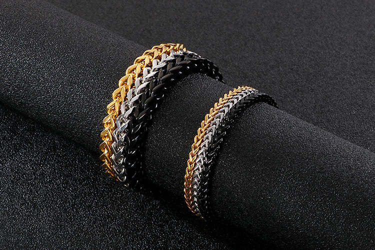 Fashion Jewelry High Polished Gold Black Plating 316L Stainless Steel Bracelet Men;s Hip Hop Miami Cuban Chain Bracelet KL-027