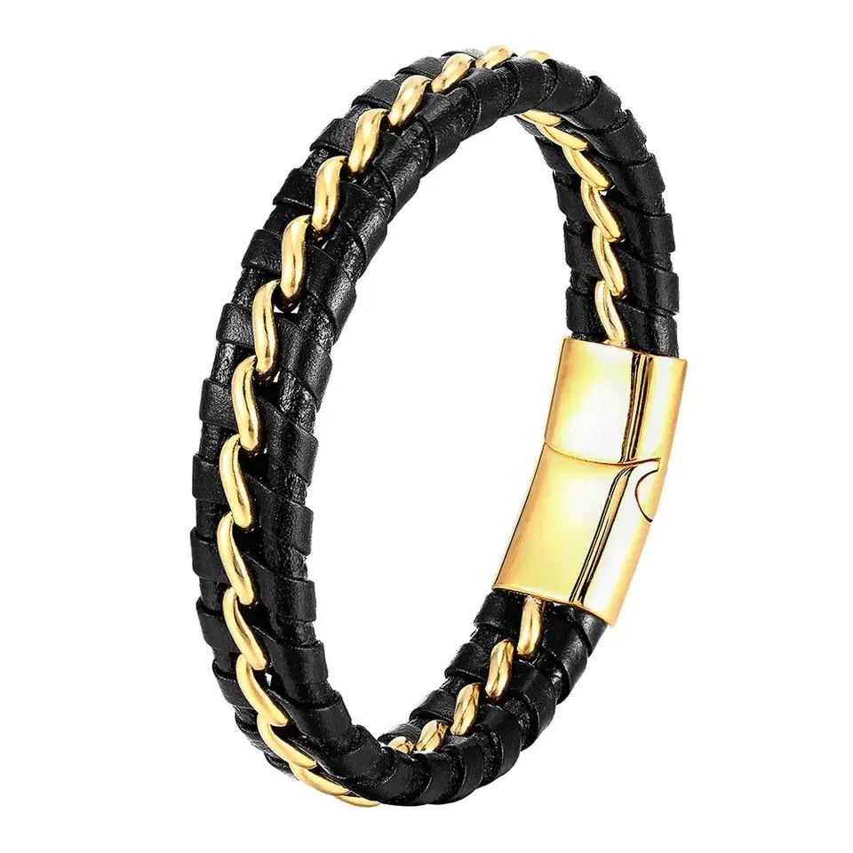 Manufacturer Wholesale Stainless Steel Chain Bracelet Bangle Jewelry For Titanium Steel Magnetic Men Bracelet OT-073