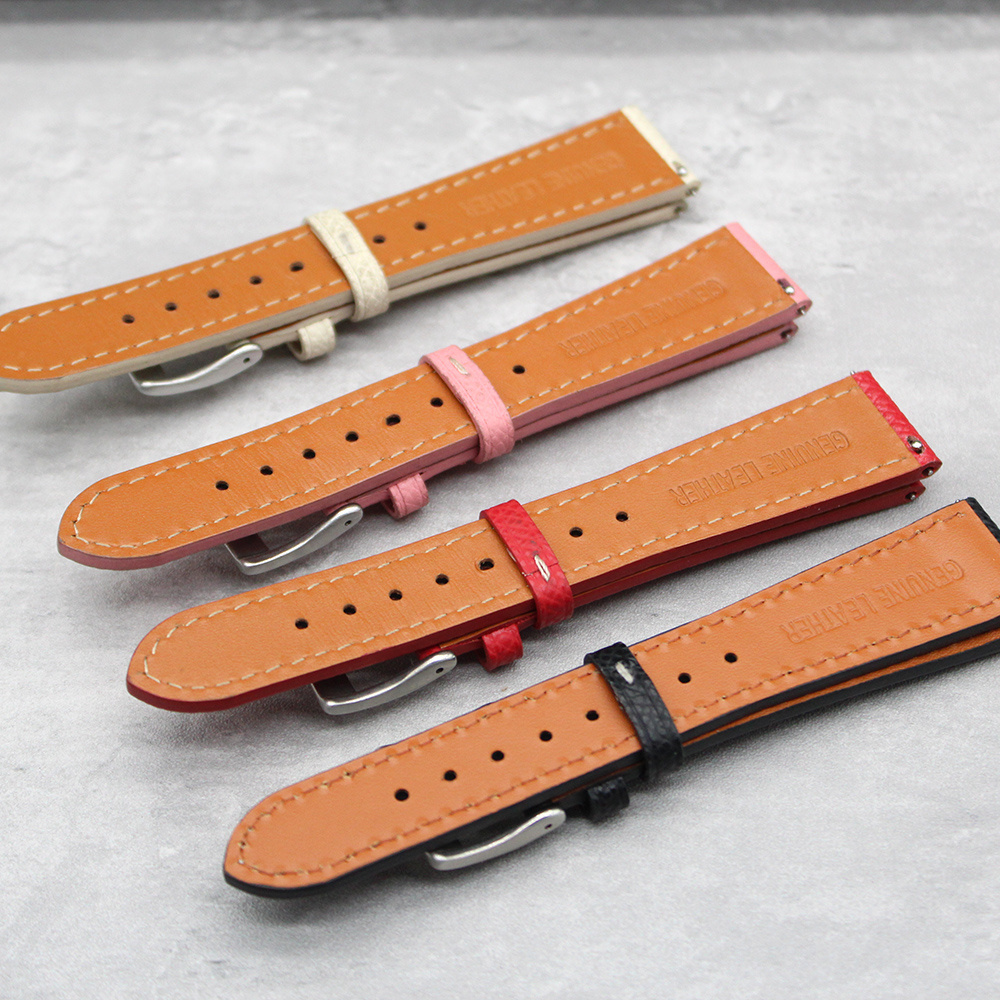 18mm 19mm 20mm 21mm 22mm Quick Release Watch Band Genuine Leather Watch Strap Replacement Thin Tapering Epsom Leather Watch Band