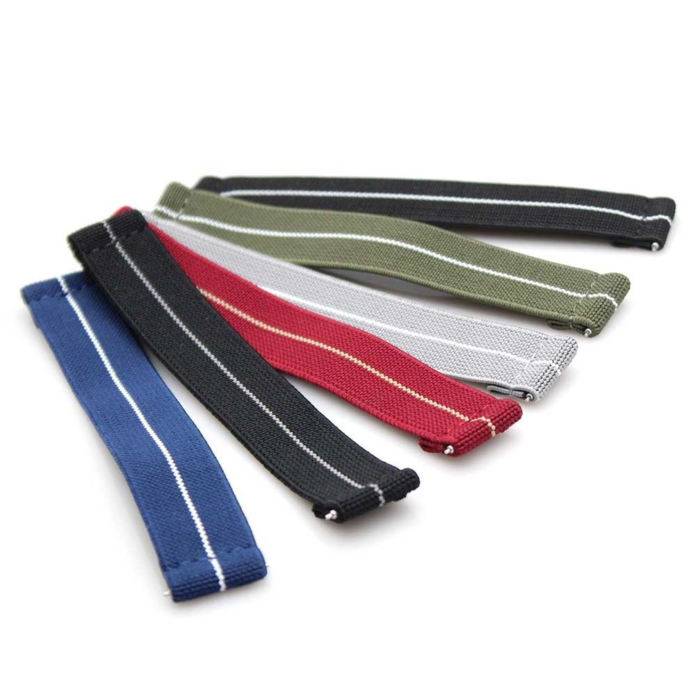 Adjustable Elastic Loop Nylon Watch Strap 1 Piece Quick Release Parachute Fabric Nylon Watch Band 18mm 20mm 22mm 24mm