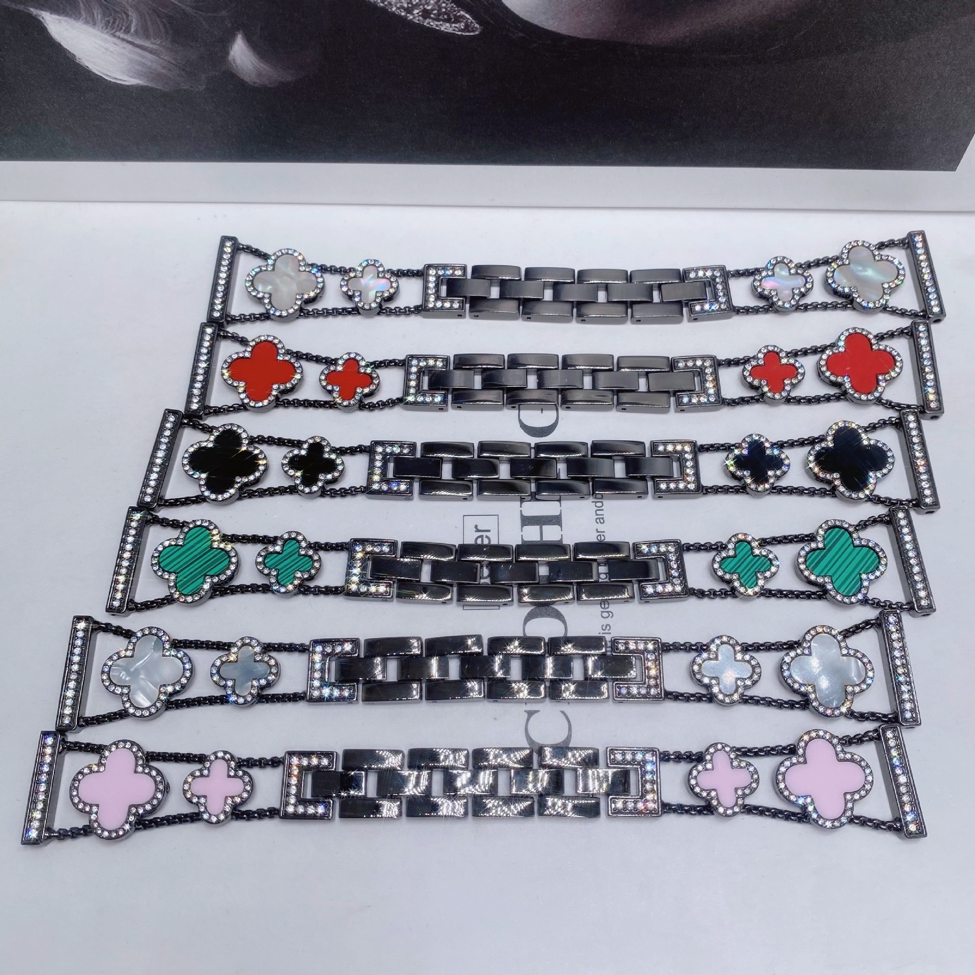 Fashion Stainless Steel Chain Bracelet Shiny Stone Watch Strap For Smart Watch Charming Diamond Watch Band 38/40/41 42/44/ 45/49