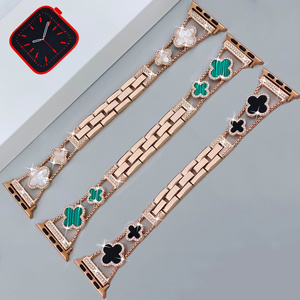 Fashion Stainless Steel Chain Bracelet Shiny Stone Watch Strap For Smart Watch Charming Diamond Watch Band 38/40/41 42/44/ 45/49