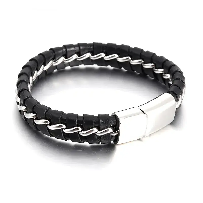 Manufacturer Wholesale Stainless Steel Chain Bracelet Bangle Jewelry For Titanium Steel Magnetic Men Bracelet OT-073