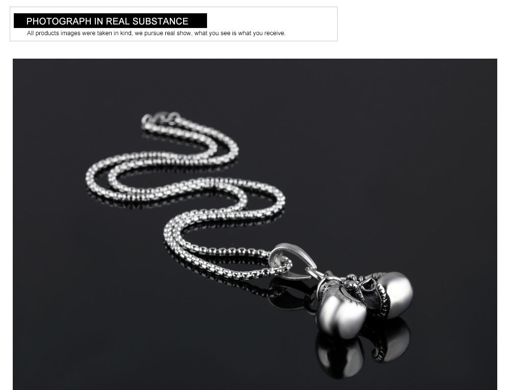 Retro Boxing Accessories Stainless Steel Necklace Sports Fashion Punk Pendant Necklace for Men Stainless Steel Chain Jewelry