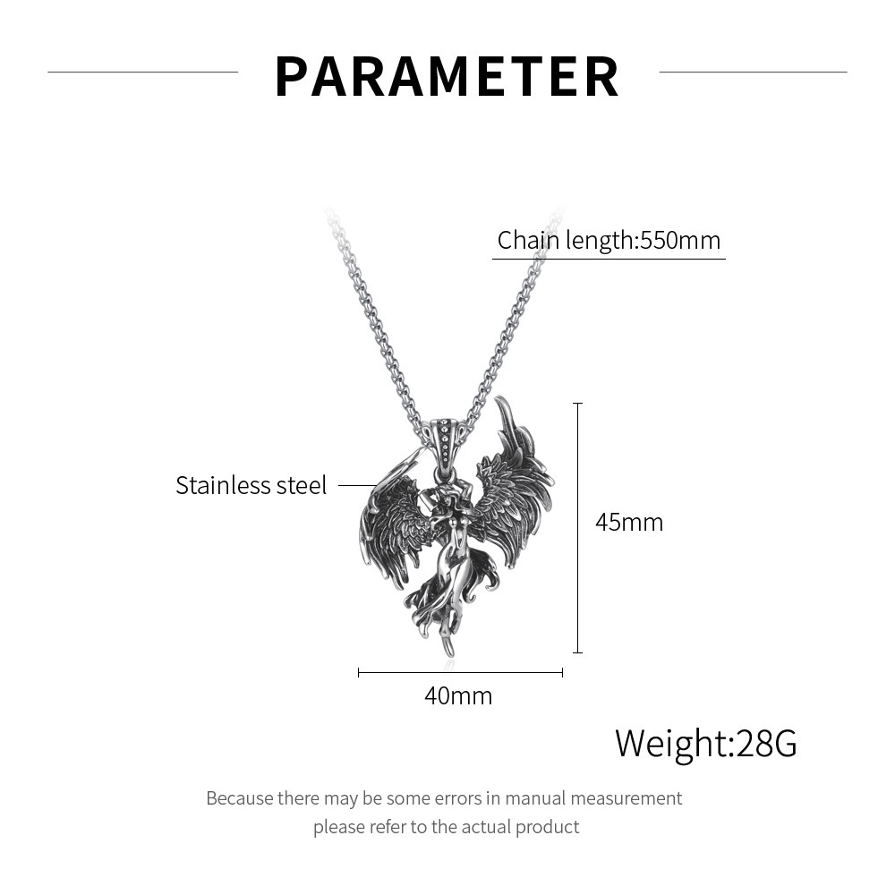 Trendy Design Guardian Angel PVD 18K Gold Plated Big Wings Stainless Steel Pendant Vintage Wings For Men Custom Logo Necklace