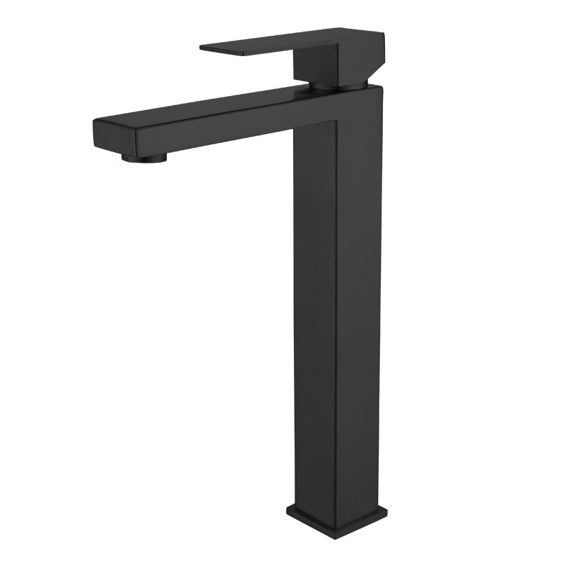 Black Tall Bathroom Faucet Deck Mount 304 Stainless Steel Basin Tap Cold and Hot Black Bathroom Sink Tap