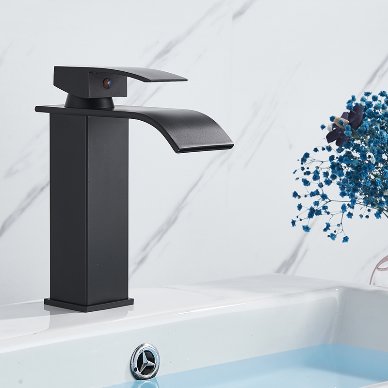 Bathroom Waterfall Basin Faucet Bath Sink Faucet Hot&Cold Water Mixer Vanity Tap Deck Mounted Washbasin Taps