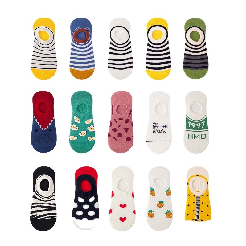 Wholesale Summer Pure Cotton Ankle Socks Ins Fashion Invisible Stranger Things Socks Non-slip Socks Calcetines Marvel Silicone