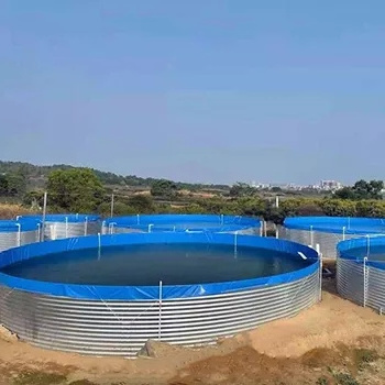 Round hot galvanized steel flexible fish farm pond with PVC and HDPE lining