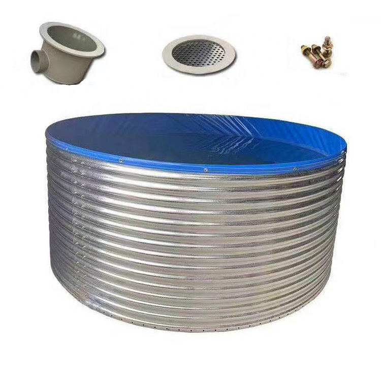 Big corrugated 50 gallon-5000 gallon round  underground galvanized steel fish farm pond