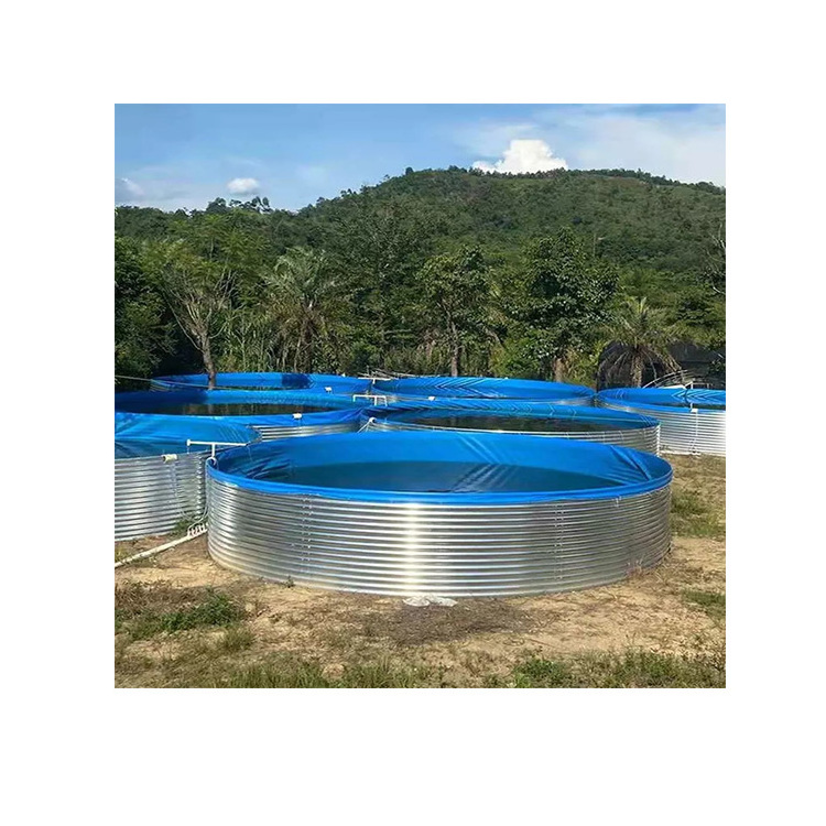 Round hot galvanized steel flexible fish farm pond with PVC and HDPE lining