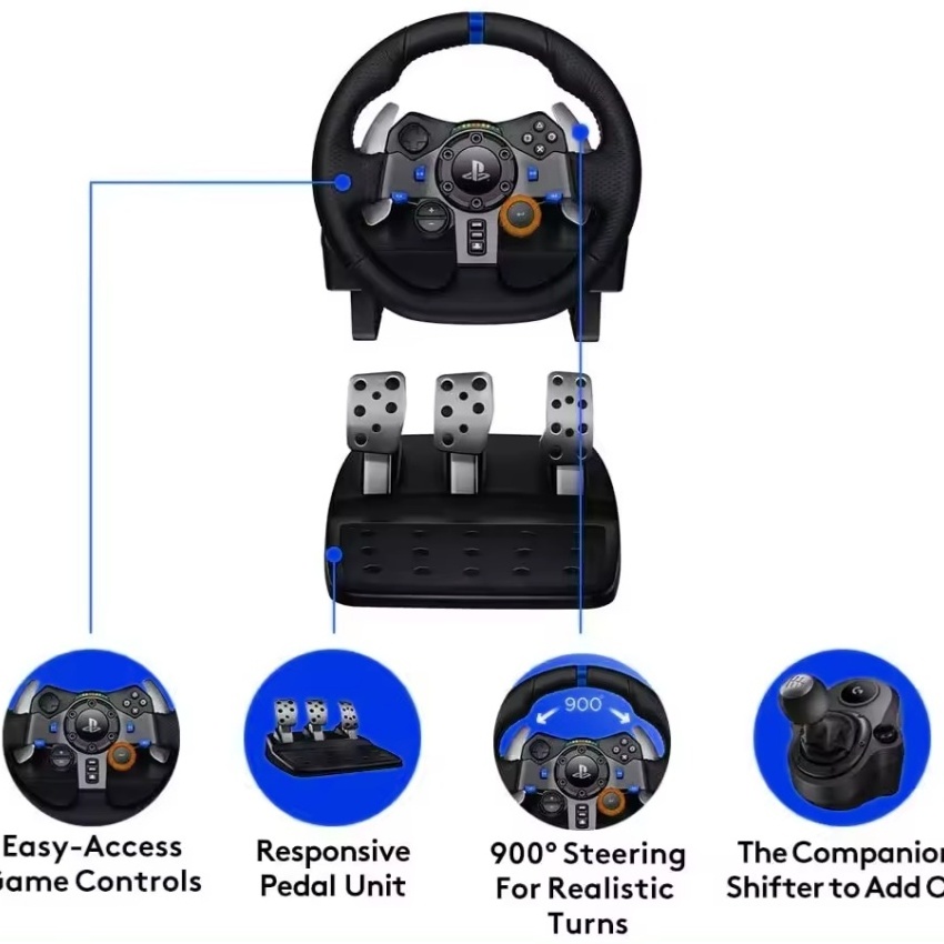 Dual-Motor Logitech G29 Driving Force Programmable PXN V3 Pro vibration Gaming Racing Steering Wheel