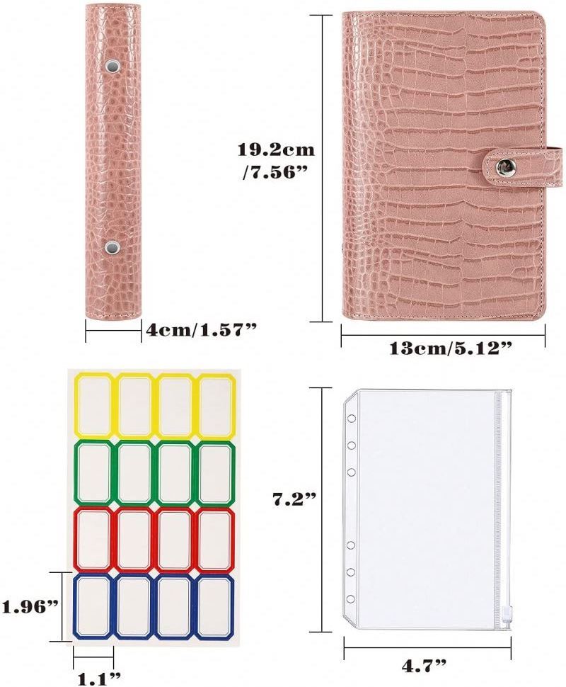 ellio trades Pink Crocodile Pattern Budget Binder with Zipper Envelopes A6 Binder Notebook  Money Organizer budget binder