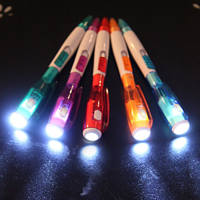 Custom Quality Promotional Gift pocket torch mini led light pen flashlight with clip Laser Logo Stylus luminous Ballpoint Pen