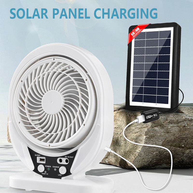 Wholesale High Quality Low Price 8 Inch Mini Fan Solar Fan With Led Light Multifunction Desk Fan