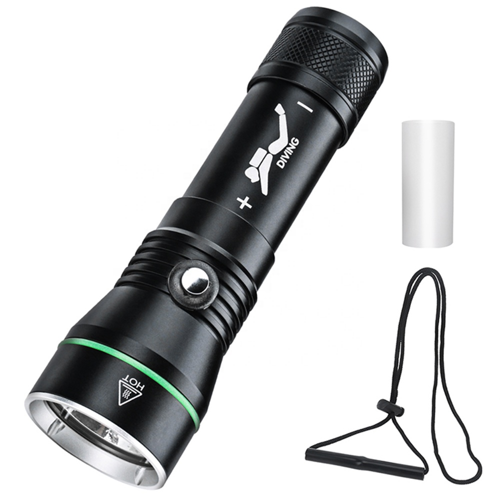 3000 Lumens Professional Diving Flashlight Scuba Diving Torch Aluminum Alloy Diving Torch Light 110M Depth Led Flashlight