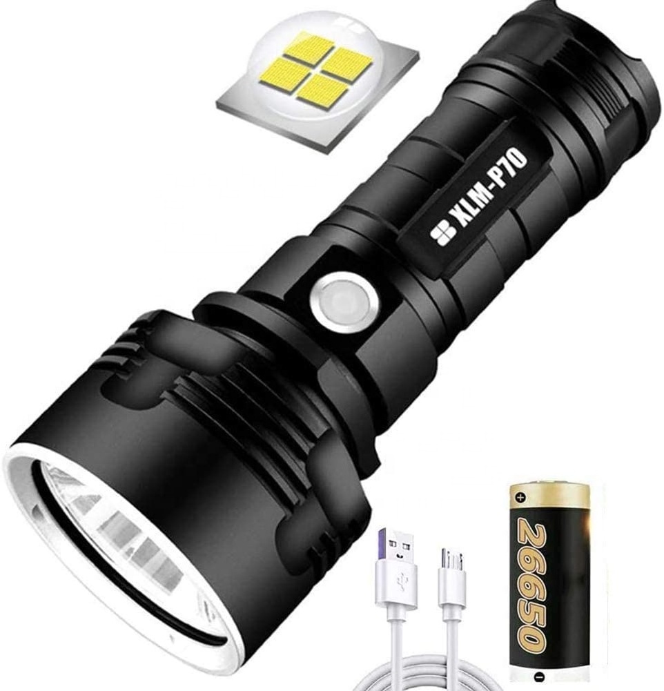 3 modes high brightness Single lithium battery Most Powerful Usb Rechargeable 50w Xlm P70 led Flashlight For Camping Everyday