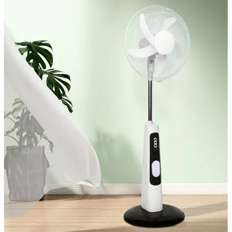 18 Inch AC DC Rechargeable electric 12V DC Solar Powered Stand Fan with 24 LED Light and solar panel 2 bulb