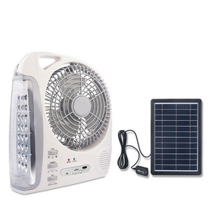 Portable solar panel 8" Emergency Rechargeable ceiling smart music fan with Led Light