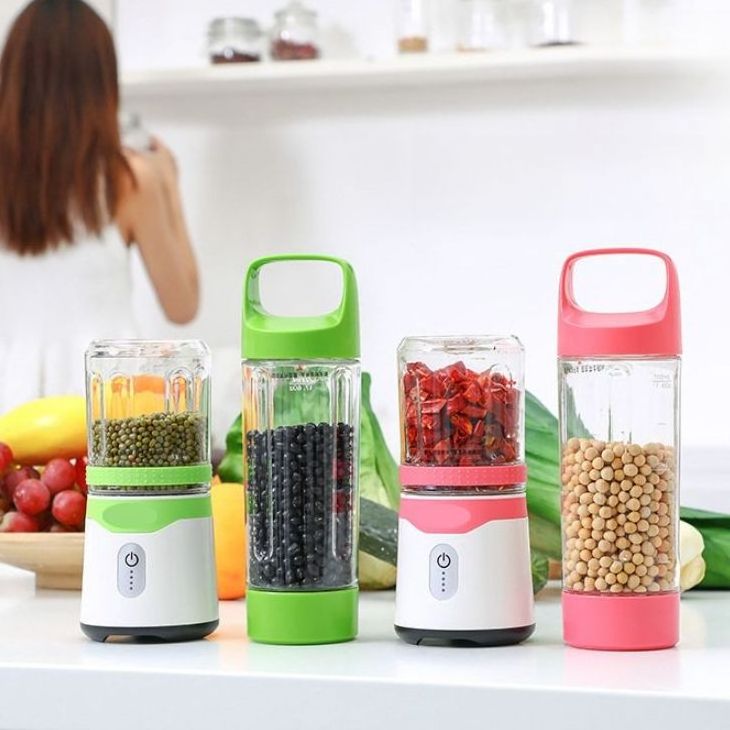 Wholesale Usb Mini Portable Travel Juice Blender 500ml+350ml Fruit Juicers Electrical Coffee Grinder Machine