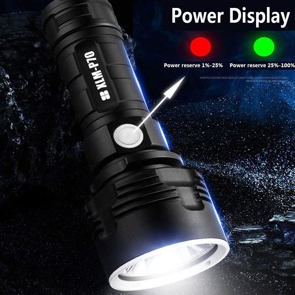 3 modes high brightness Single lithium battery Most Powerful Usb Rechargeable 50w Xlm P70 led Flashlight For Camping Everyday