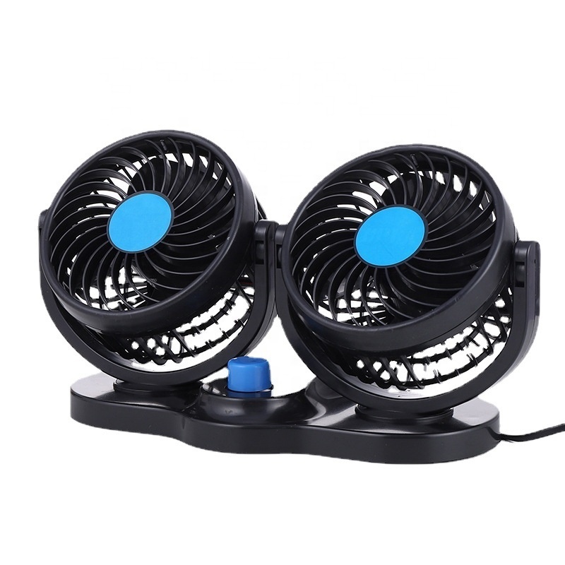 12v 24v Long Service Life 360 Degree Rotation Adjustable Strong Wind 5 inch 6 inch Double-head Car Vehicle Cooling Fan