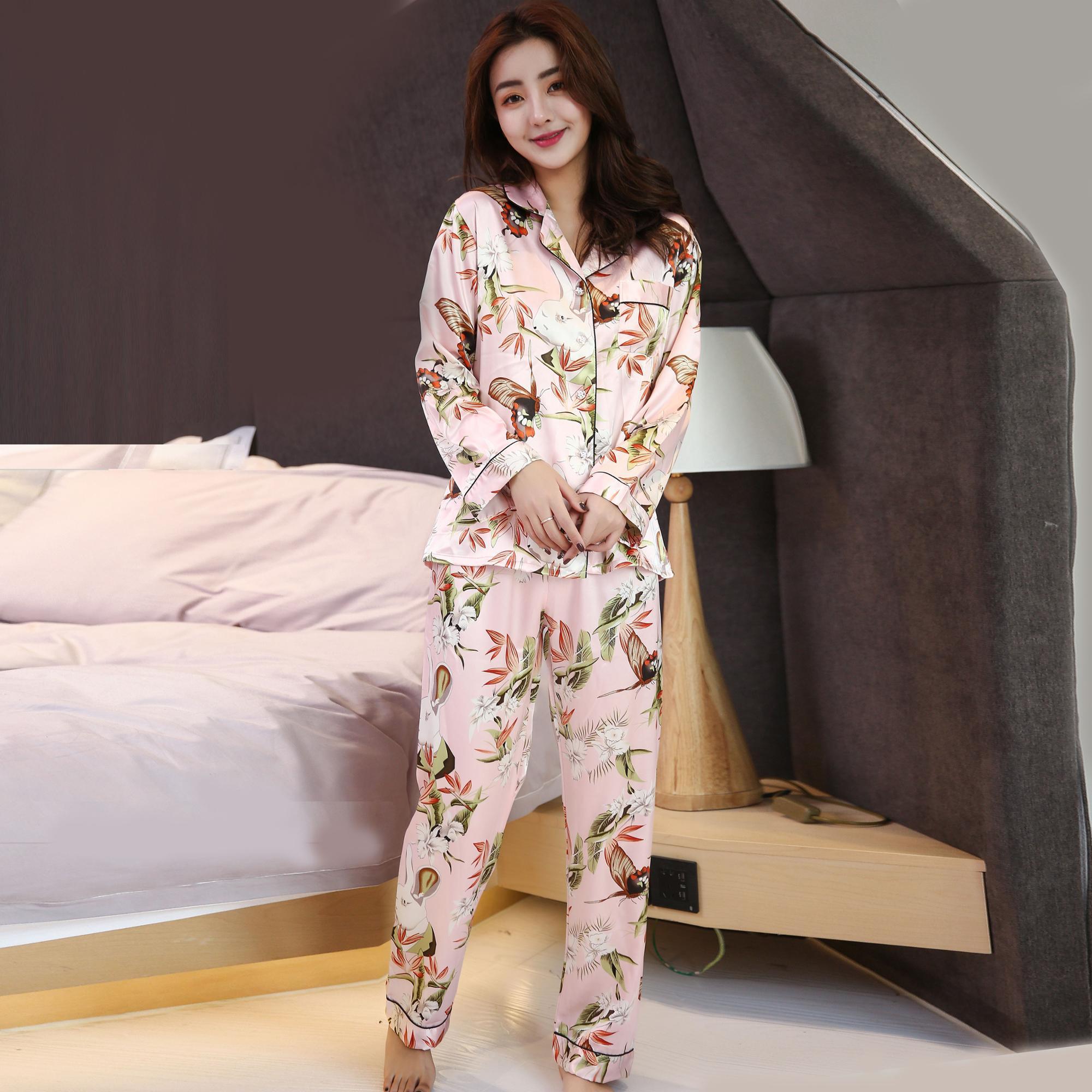 women new sexy nighty design comfort night wear women printing custom nightgown satin pajamas sets new design homefit textile