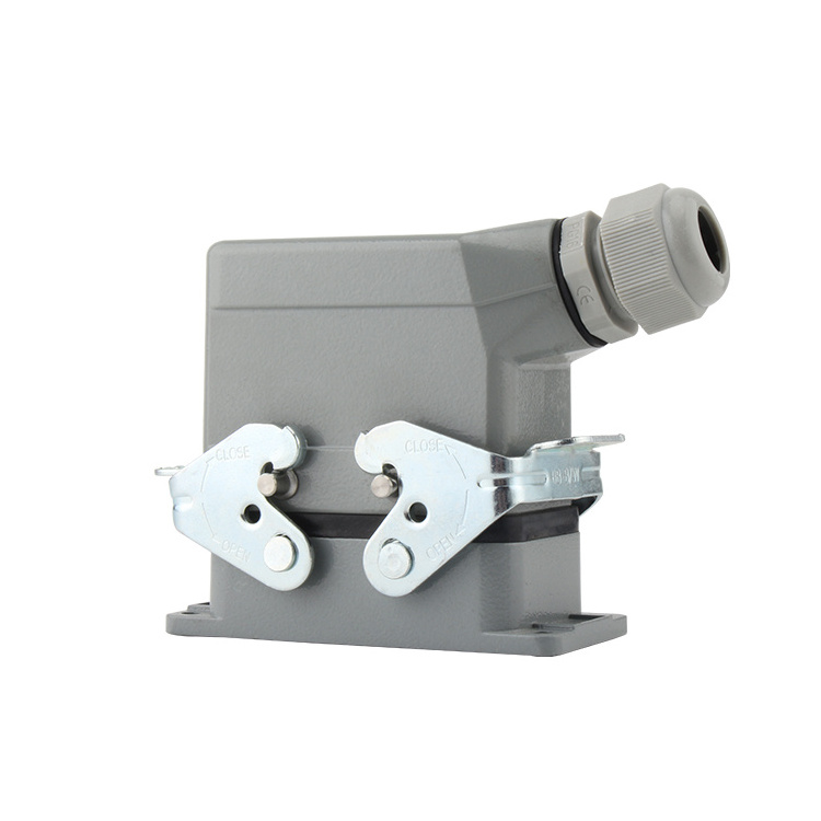 IP65 side outlet HE-6/10/16/24/48 core rectangular heavy-duty connector industrial socket