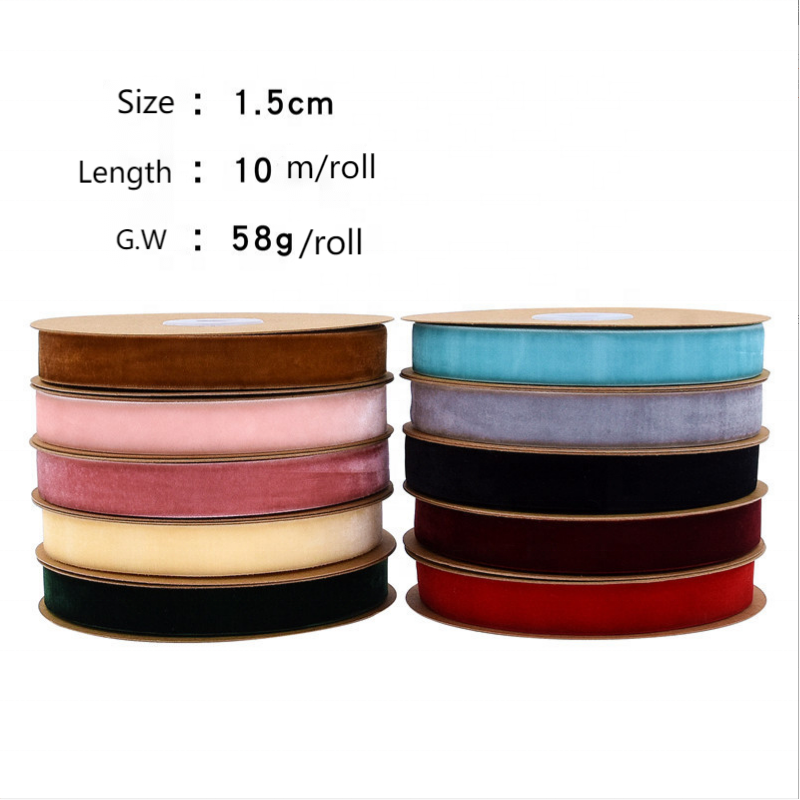 Wholesale good quality 10 mm- 50 mm single double sided silk ribbon non stretch nylon velvet ribbon for garment accessories