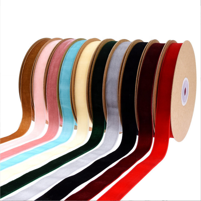 Wholesale good quality 10 mm- 50 mm single double sided silk ribbon non stretch nylon velvet ribbon for garment accessories