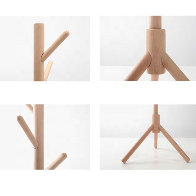 Modern beech wood clothes wooden coat rack stand hanger