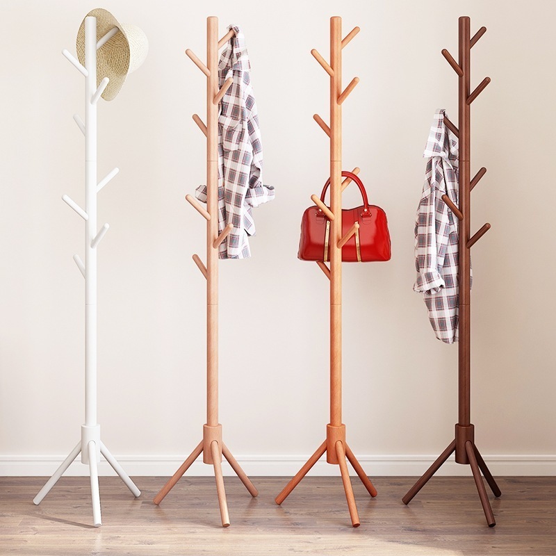 Wholesale modern beech wood clothes hanger wooden coat stand