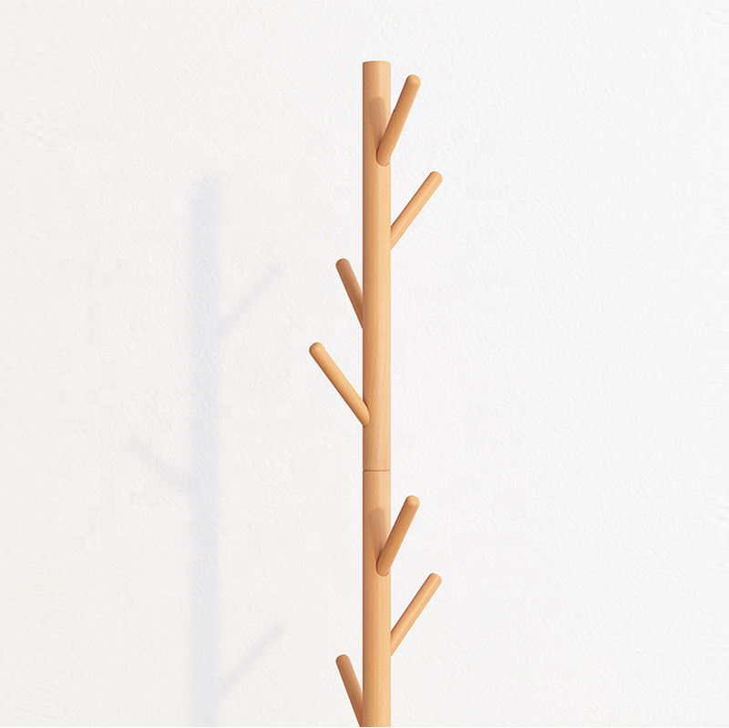 wholesale solid beech wood clothing rack tree hook rack stand hanger stand with 8 hooks display hall tree