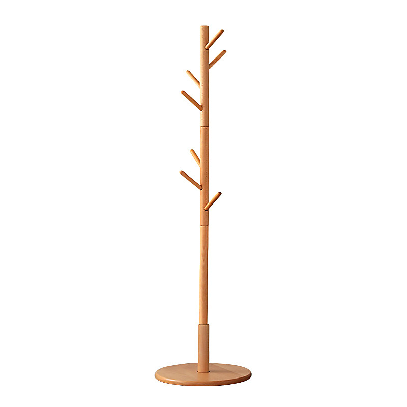 wholesale solid beech wood clothing rack tree hook rack stand hanger stand with 8 hooks display hall tree