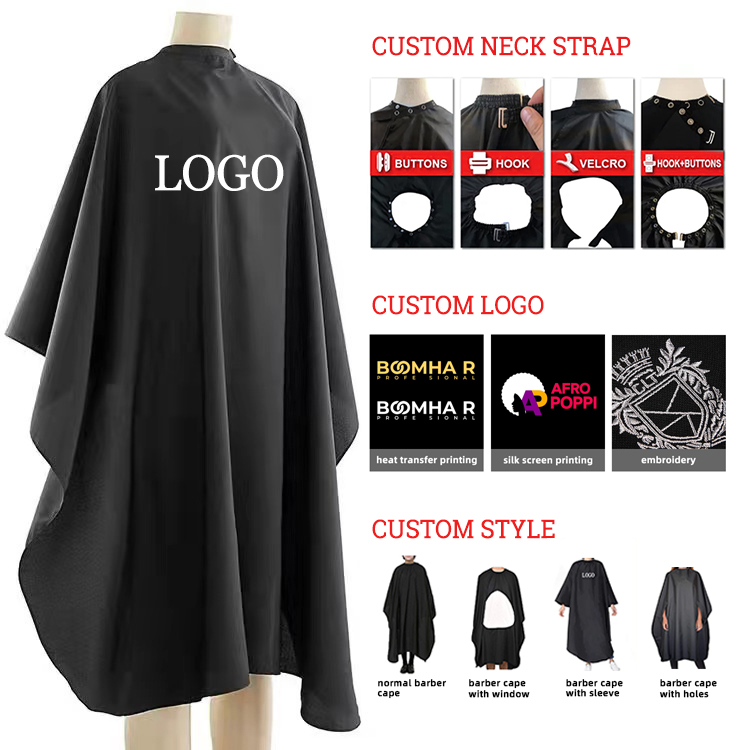 Hairdressing Cape Salon Custom Waterproof Gown Factory Customized  Designer Hair Cutting Barber With Logo Silicone Neck Capes