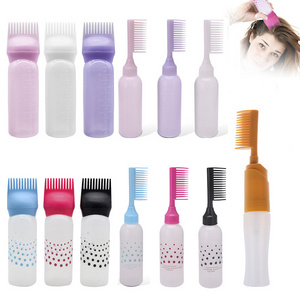 Styling Coloring Tools Packaging Root Comb Applicator Brush Plastic Hair Dye Applicator Bottles For Hair Oil bottle with comb