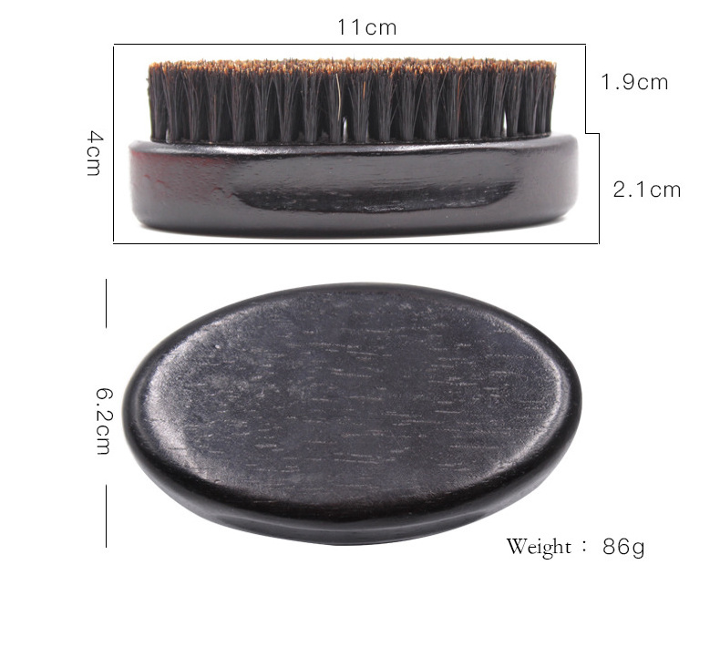 2023 Boar Bristle Soft wave brush 360 curved custom logo Wooden Black Beard Brush Vegan bristle Hair Brush for Men