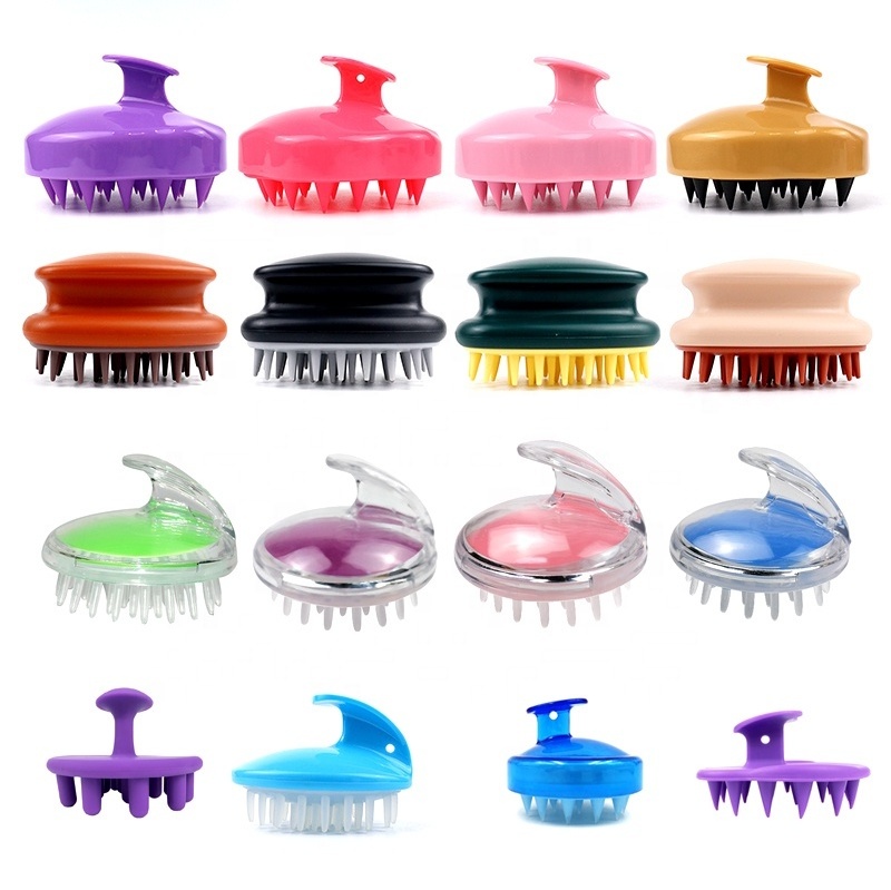 Customize Logo Wheat Straw Hair Shampoo Massage Brush Scalp Care Brush with Soft Silicone Scalp Hair brush