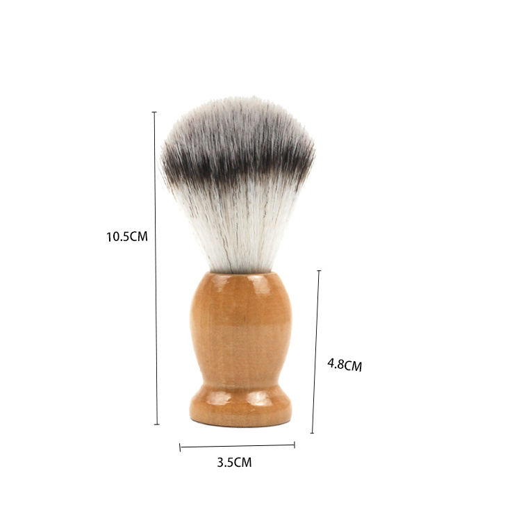 Mini Synthetic Soft Wave Wooden Handle Private Label Shaving Tool Custom Beard Brush For Men