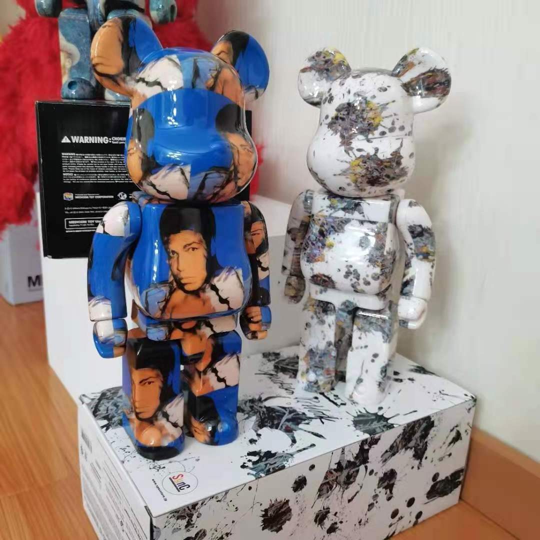 Life Size KAW Bearbrick 400% Van Gogh Block Bear Kaw Statue Violent Bear Resin Crafts For Gift Home Decor