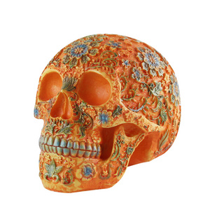 Cheap Resin Craft Skeleton Bone Painted Floral Skulls For Medical Model  For Halloween Gift Home Decor