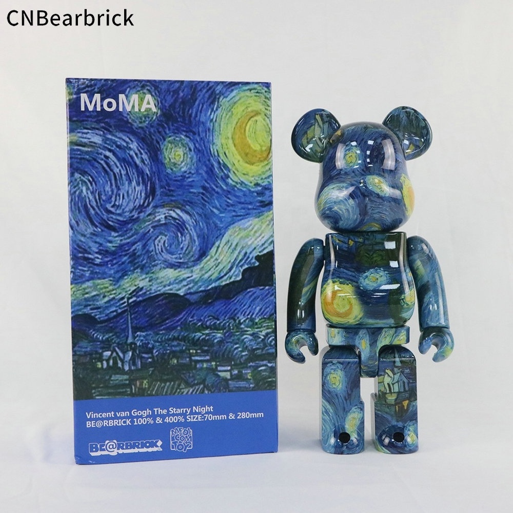 Bearbrick Bear Van Gogh Starry Moon Night 400%/1000% KAW Doll Figure Blind Box Toy