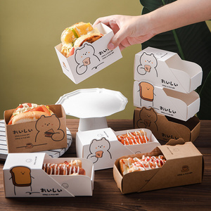 custom disposable hot dog breakfast bread lunch dessert egg drop sandwich paper packaging drawer box for food