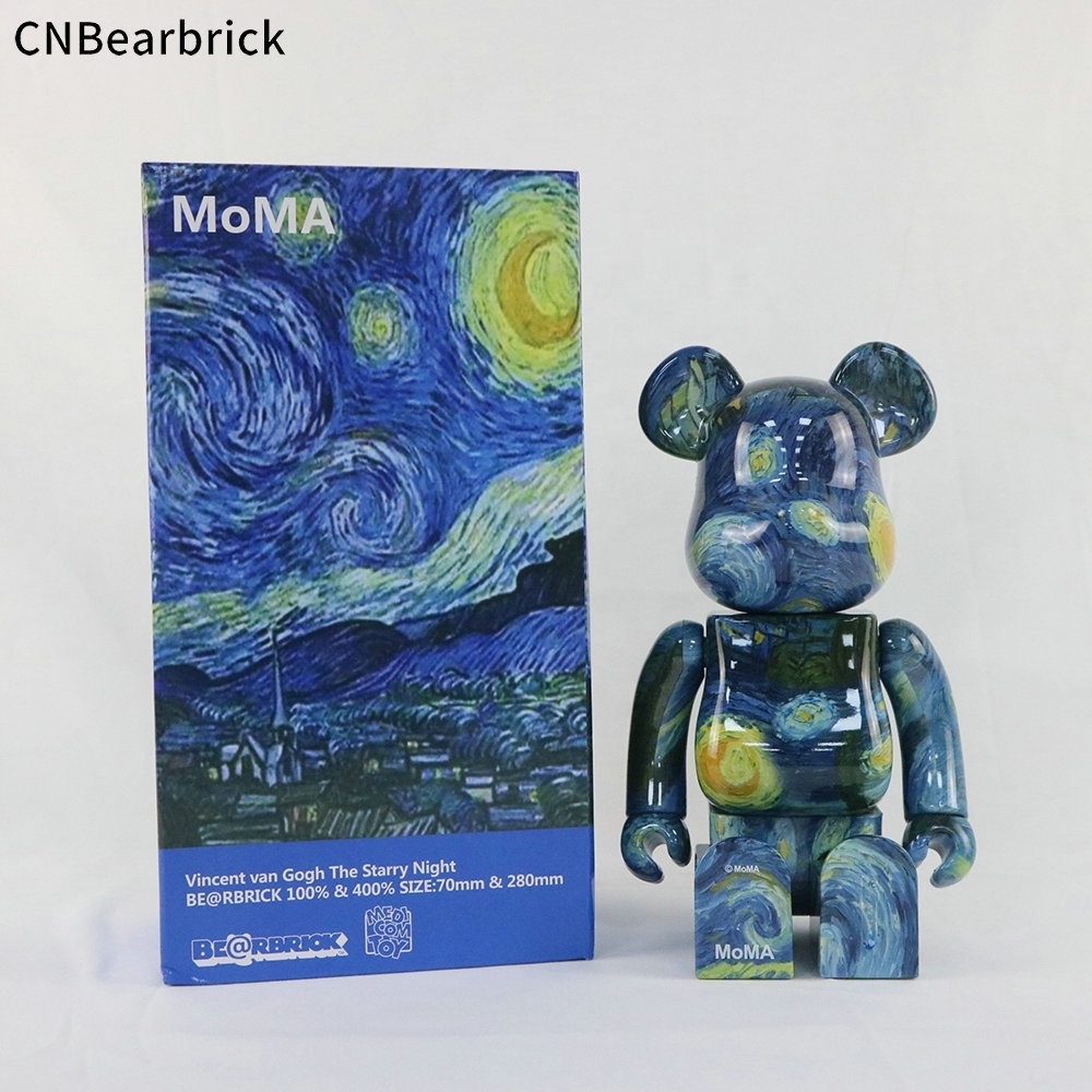 Bearbrick Bear Van Gogh Starry Moon Night 400%/1000% KAW Doll Figure Blind Box Toy